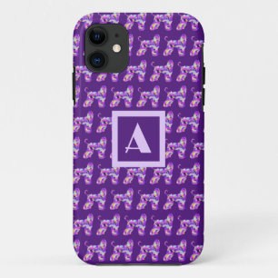 Afghan Hound Dog Purple Silhouette Monogram Case-Mate iPhone Case