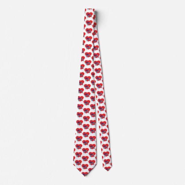 Afghan Hound Dog Red Valentine’s Day White Neck Tie (Front)