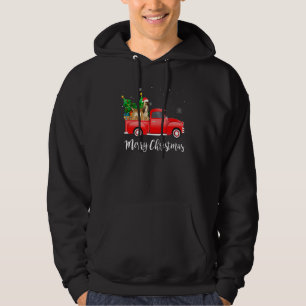 Afghan Hound Dog Riding Red Truck Christmas Hoodie