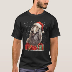Afghan Hound Dog Santa Claus Hat Christmas Snow Xm T-Shirt