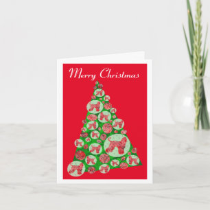 Afghan Hound Dog Silhouette Christmas Tree Red Card