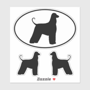 Afghan Hound Dog Silhouette Vinyl Sticker Set
