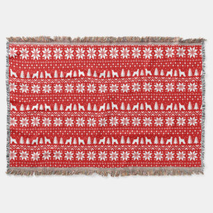 Afghan Hound Dog Silhouettes Christmas Holiday Throw Blanket