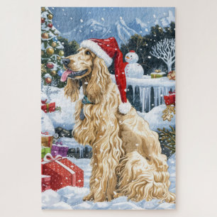 Afghan Hound Dog Winter Wonderland Christmas Joy Jigsaw Puzzle