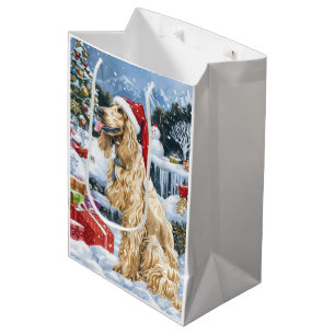 Afghan Hound Dog Winter Wonderland Christmas Joy  Medium Gift Bag