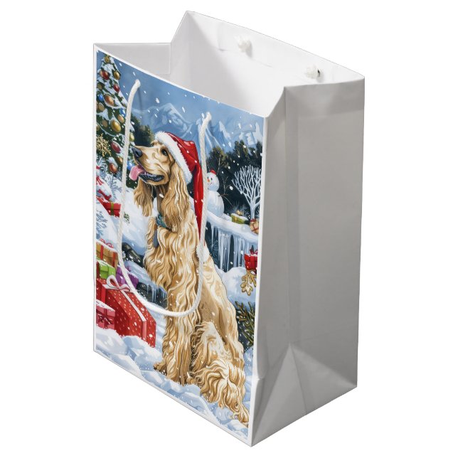Afghan Hound Dog Winter Wonderland Christmas Joy  Medium Gift Bag (Front Angled)