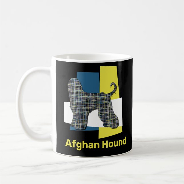 Afghan Hound Dog YB Grid TriColour Coffee Mug (Left)