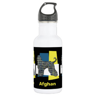 Afghan Hound Dog Yellow & Blue Triangle Grid 532 Ml Water Bottle
