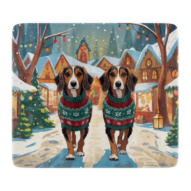 Afghan Hound Dogs Christmas Snow Holiday Cutting Board (Front)