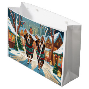 Afghan Hound Dogs Christmas Snow Holiday Large Gift Bag