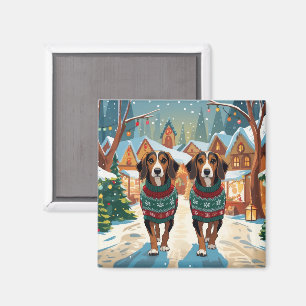 Afghan Hound Dogs Christmas Snow Holiday Magnet
