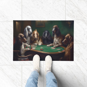 Afghan Hound Dogs Playing Poker Art Doormat