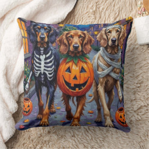 Afghan Hound Dogs Trick-or-Treating in Halloween Cushion