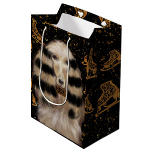 AFGHAN HOUND GOLD  MEDIUM GIFT BAG