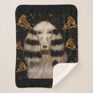 AFGHAN HOUND GOLD  SHERPA BLANKET