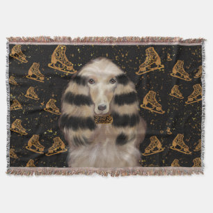 AFGHAN HOUND GOLD  THROW BLANKET