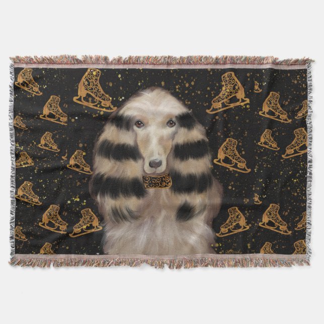 AFGHAN HOUND GOLD  THROW BLANKET (Front)