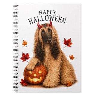 Afghan Hound Halloween Devil Dog Notebook