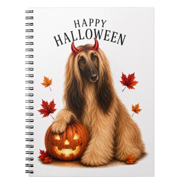 Afghan Hound Halloween Devil Dog Notebook (Front)