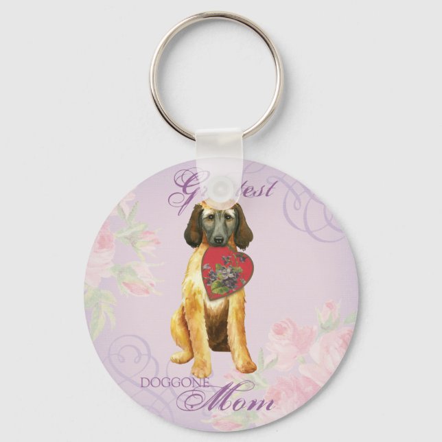 Afghan Hound Heart Mum Key Ring (Front)