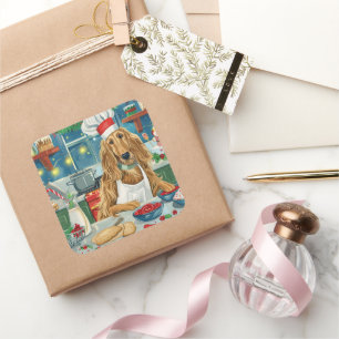 Afghan Hound Holiday Baking: Festive Christmas Square Sticker