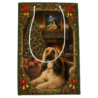 Afghan Hound Holiday Christmas Medium Gift Bag