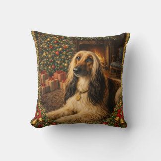 Afghan Hound Holiday Cushion