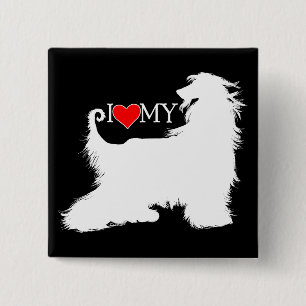 Afghan Hound I Love (heart) my 15 Cm Square Badge