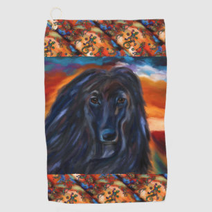 Afghan Hound Kokopelli Art Painting     Golf Towel