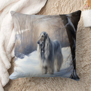 Afghan Hound Let It Snow Christmas Cushion