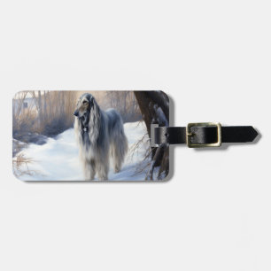 Afghan Hound Let It Snow Christmas Luggage Tag