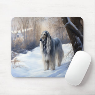 Afghan Hound Let It Snow Christmas Mouse Pad
