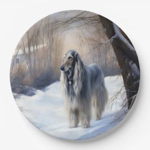 Afghan Hound Let It Snow Christmas Paper Plate