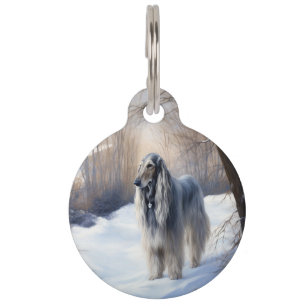 Afghan Hound Let It Snow Christmas Pet Tag