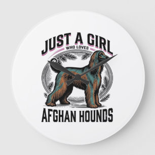 Afghan Hound Lover Vintage Dog Mum Shirt Design_1 Large Clock