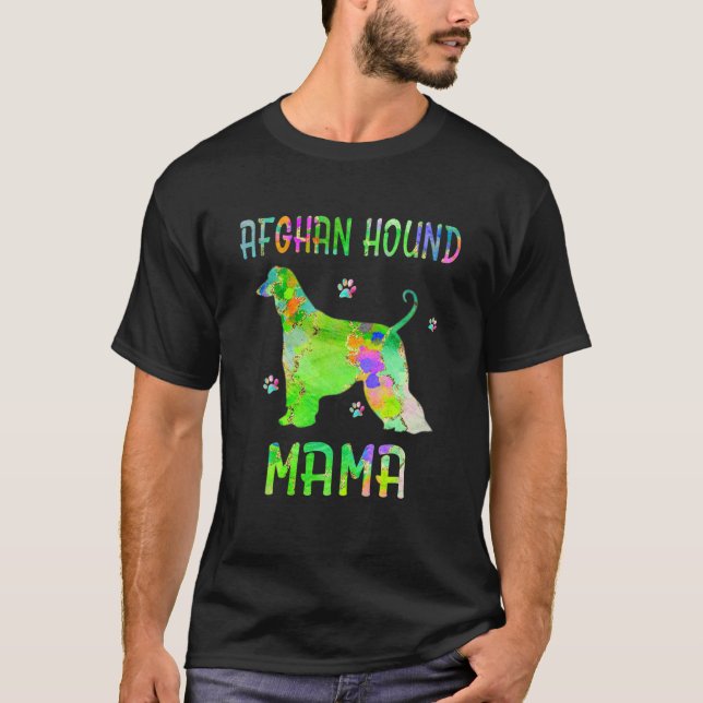 Afghan Hound Mama Colourful Dog Mum Lover T-Shirt (Front)