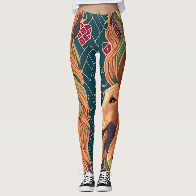 Afghan Hound Mosaic Colourful Personalised Pattern Leggings (Front)