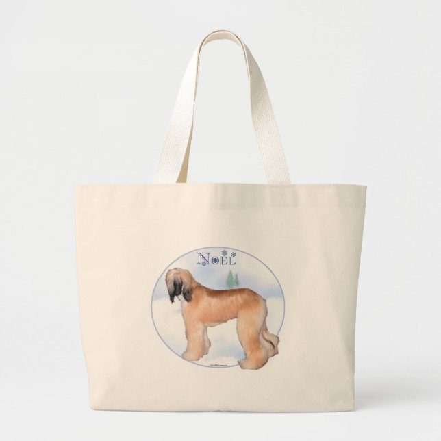 Afghan Hound Noel Large Tote Bag (Front)