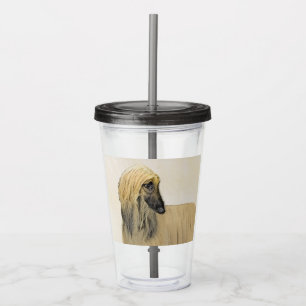 Afghan Hound Painting - Cute Original Dog Art Acrylic Tumbler