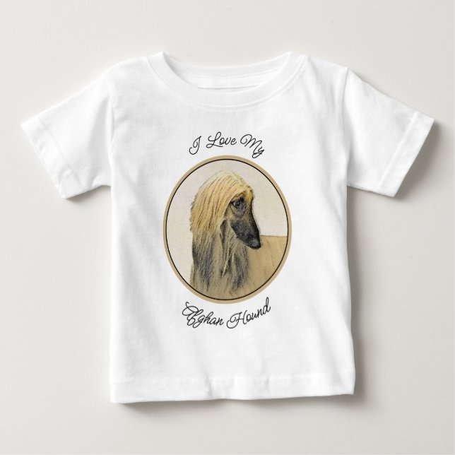 Afghan Hound Painting - Cute Original Dog Art Baby T-Shirt (Front)