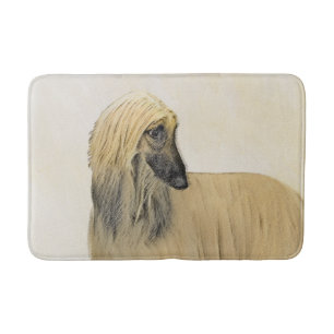 Afghan Hound Painting - Cute Original Dog Art Bath Mat