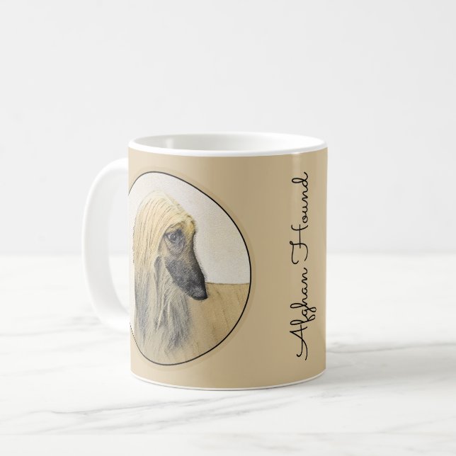 Afghan Hound Painting - Cute Original Dog Art Coffee Mug (Front Left)