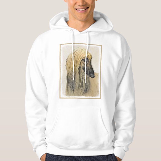 Afghan Hound Painting - Cute Original Dog Art Hoodie (Front)