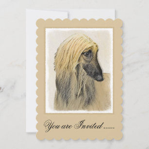 Afghan Hound Painting - Cute Original Dog Art Invitation