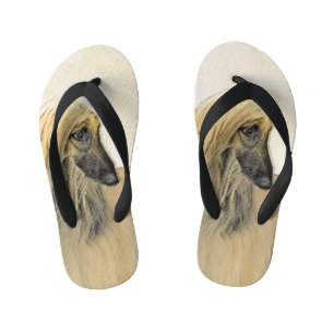 Afghan Hound Painting - Cute Original Dog Art Kid's Jandals