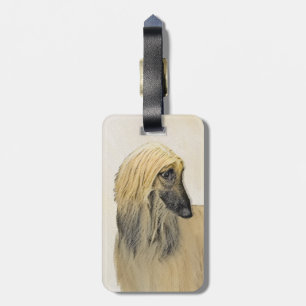 Afghan Hound Painting - Cute Original Dog Art Luggage Tag