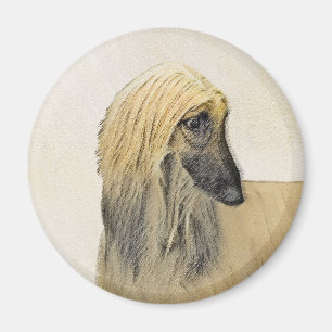 Afghan Hound Painting - Cute Original Dog Art Magnet