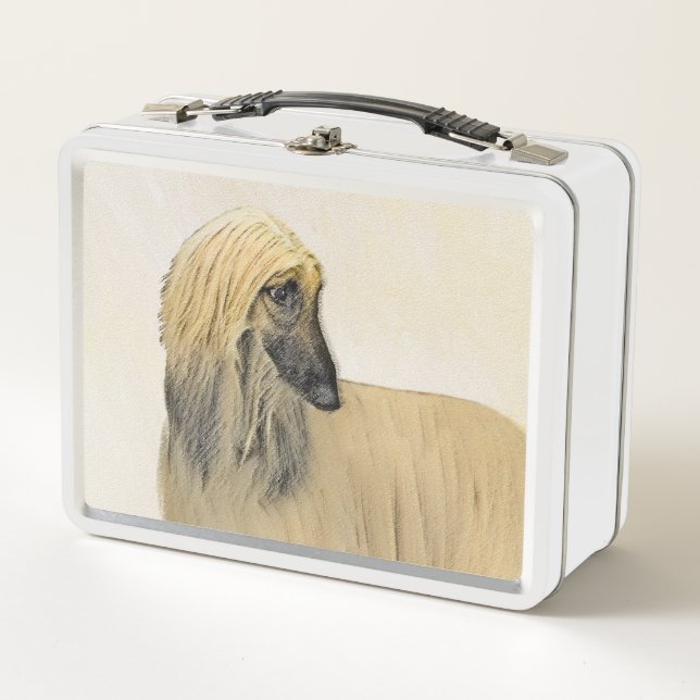 Afghan Hound Painting - Cute Original Dog Art Metal Lunch Box (Front)