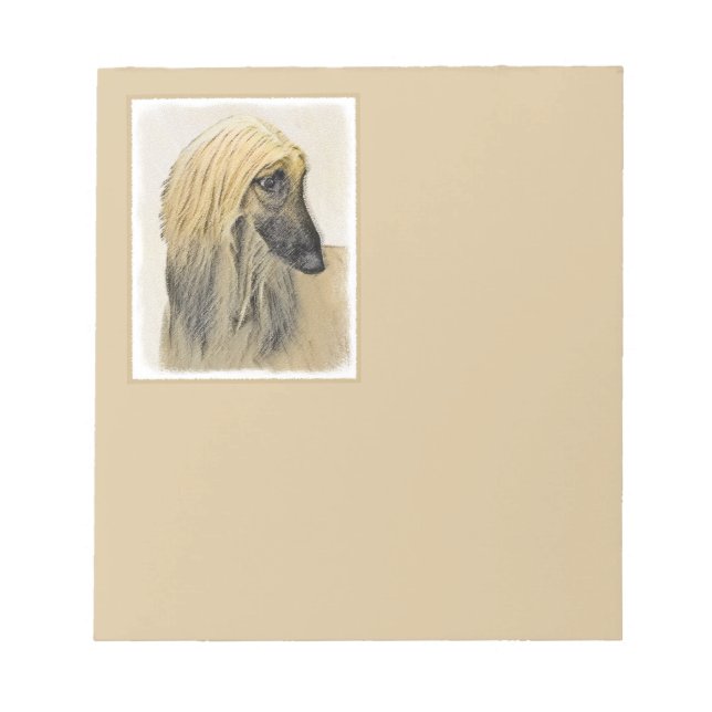 Afghan Hound Painting - Cute Original Dog Art Notepad (Front)