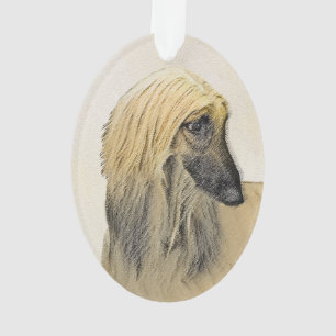 Afghan Hound Painting - Cute Original Dog Art Ornament